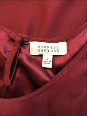 Barneys New York 100% Silk Shell Blouse Burgundy NWOT L Luxury Classic Top Shell